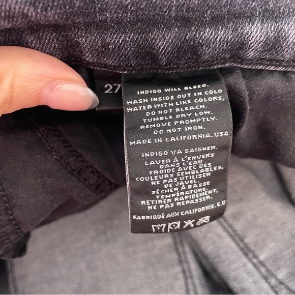 J Brand Mid Rise Nemesis Gray Distressed Blowout Knee Super Skinny Jeans EUC 27 - Picture 8 of 9